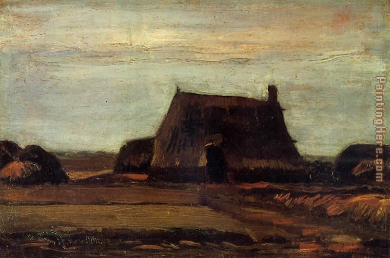 Farmhouse with Peat Stacks painting - Vincent van Gogh Farmhouse with Peat Stacks art painting